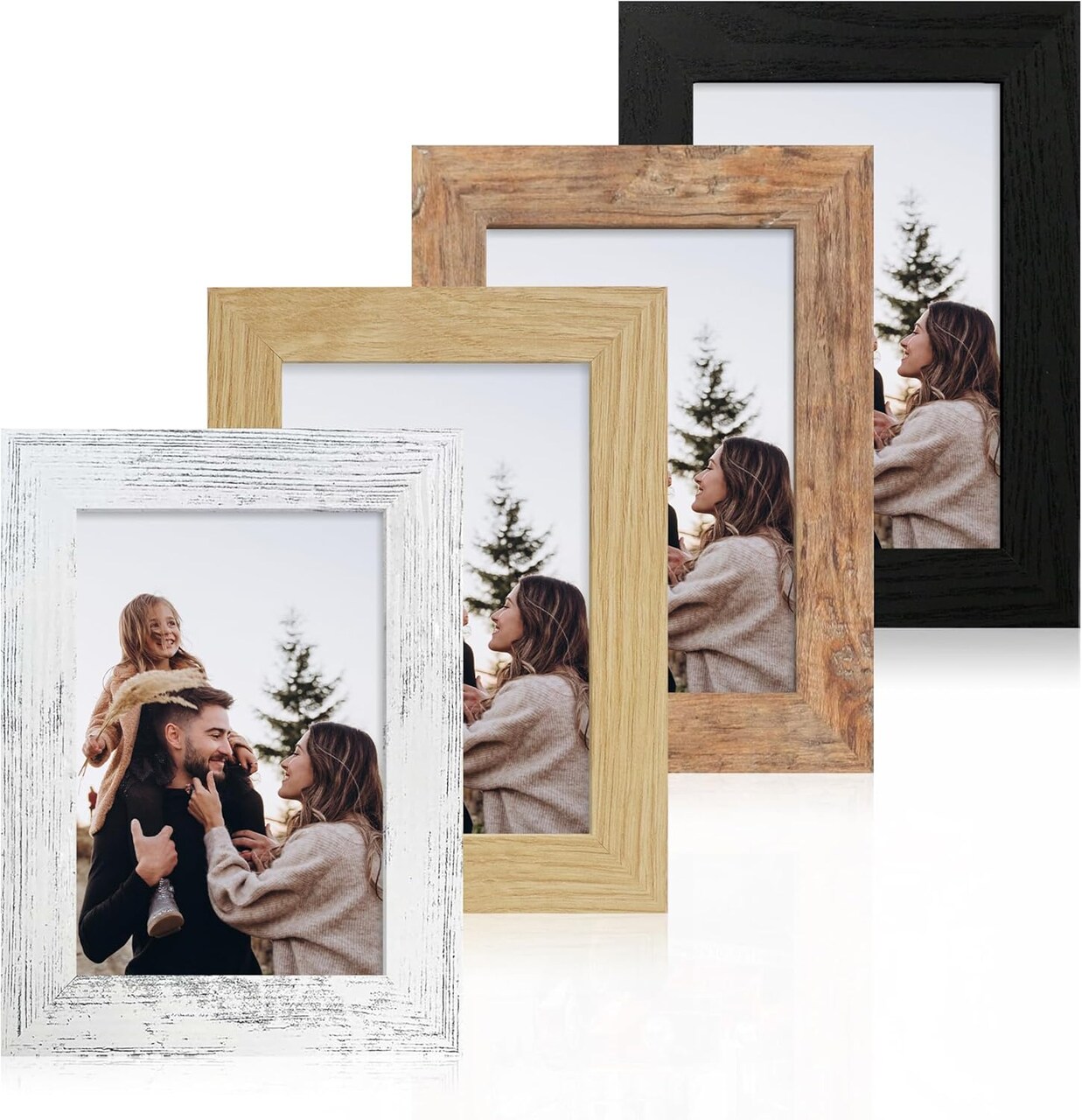 Set of 4 - 4x6 Inch Real Glass Picture Frame (Multicolor)